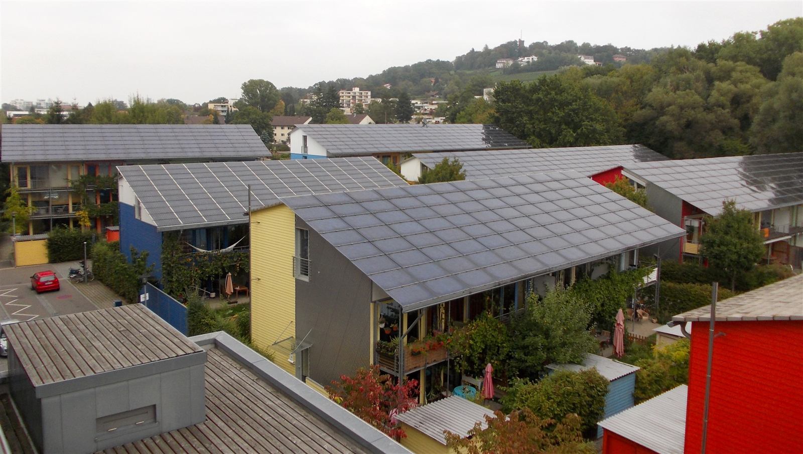 Solar-roofed housing development